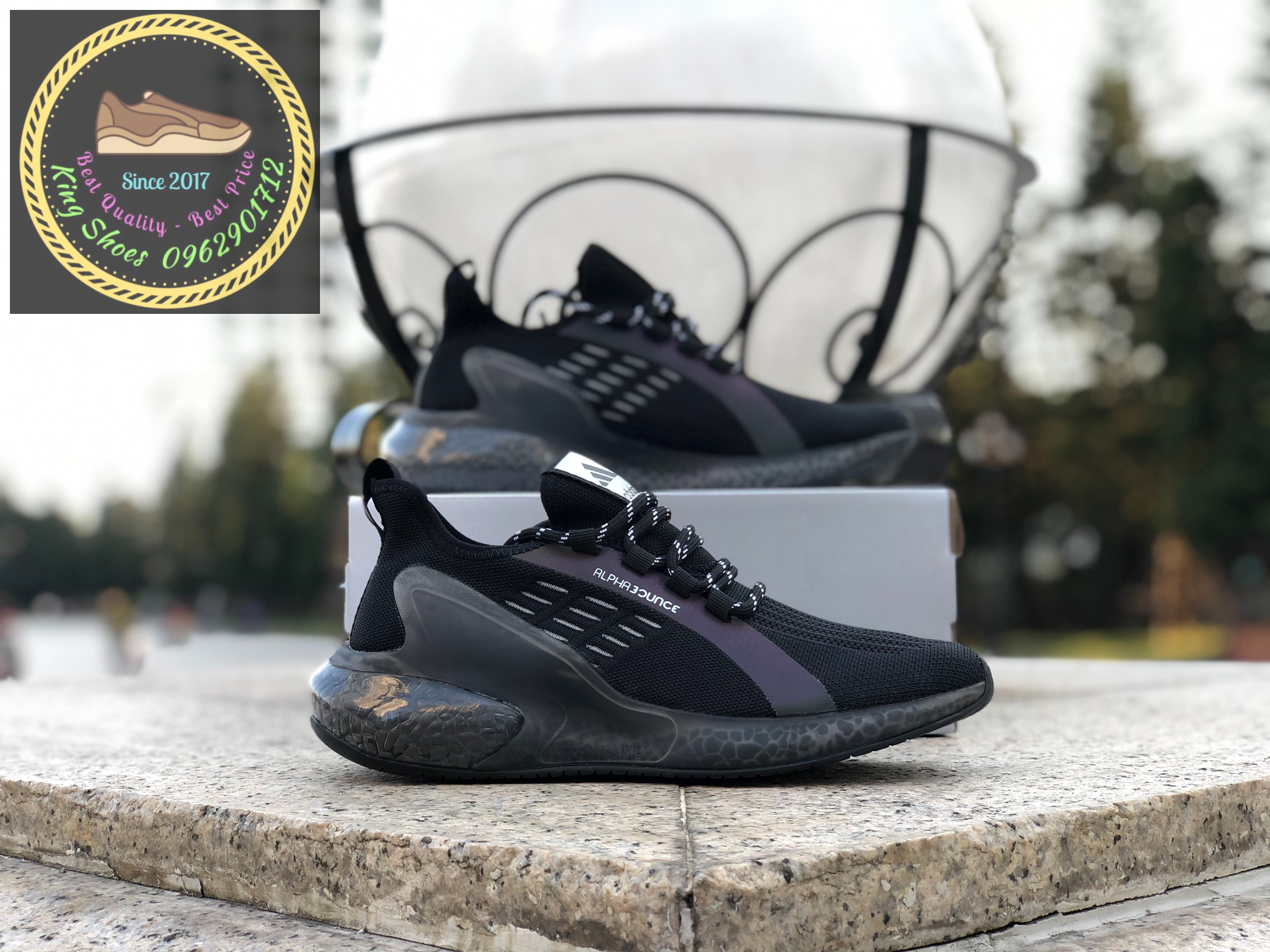 Giày thể thao nam adidas bounce 2022 màu đen full - giày thể thao chạy bộ - đi chơi - đi làm - full box