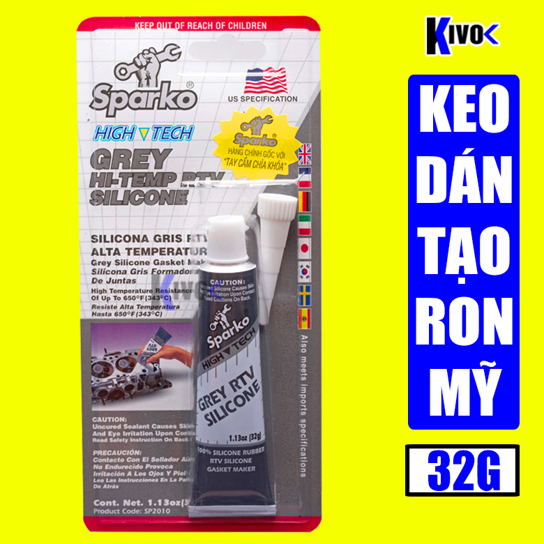 Keo Dán Thế Ron Sparko Xám 32g - Keo Tạo Ron - Keo Tạo Gioăng Máy Động Cơ Cho Ô Tô Xe Máy  Chịu Nhiệt Cao