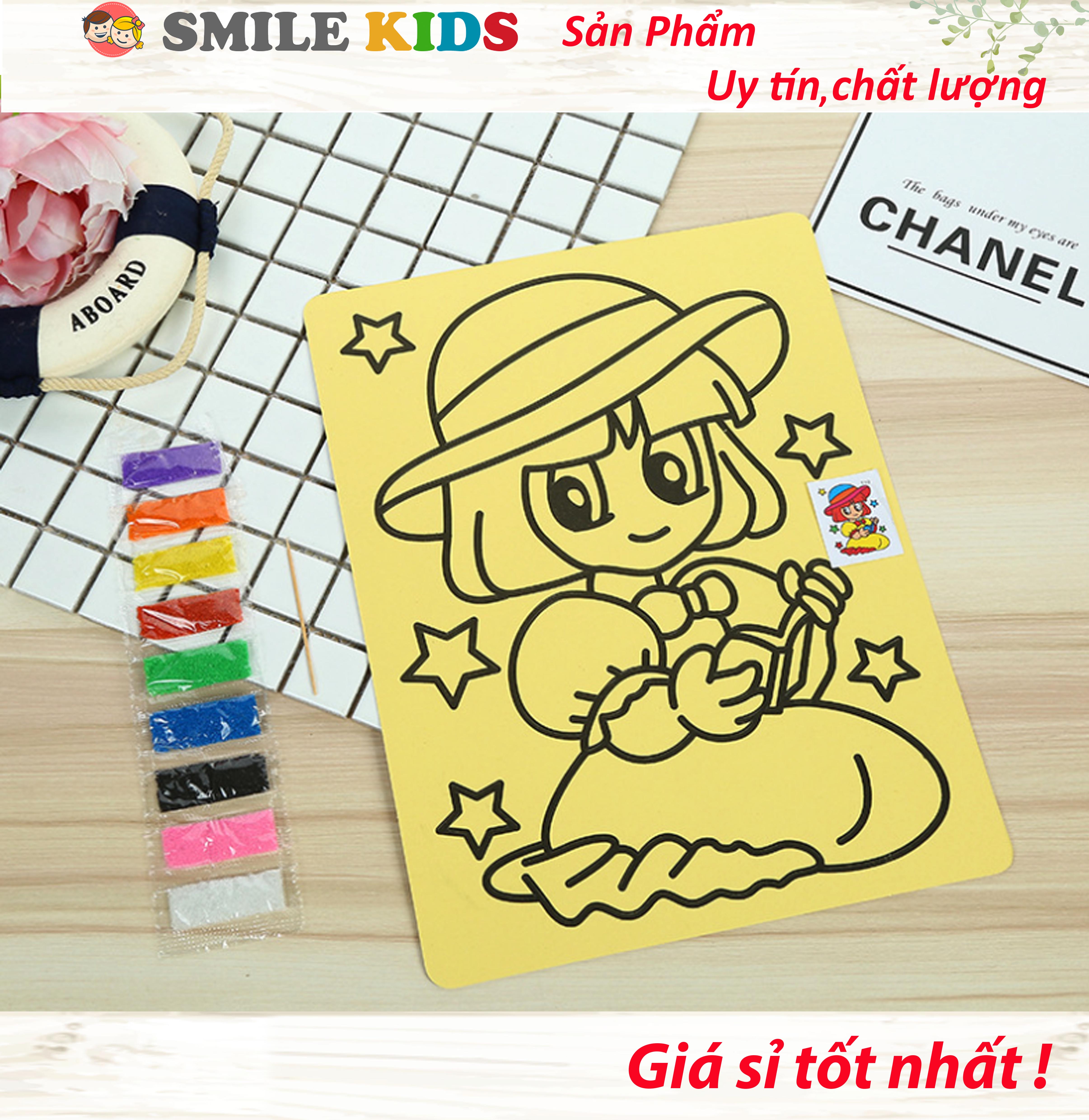 - 10 tranh cát khổ A4 nền vàng cho bé