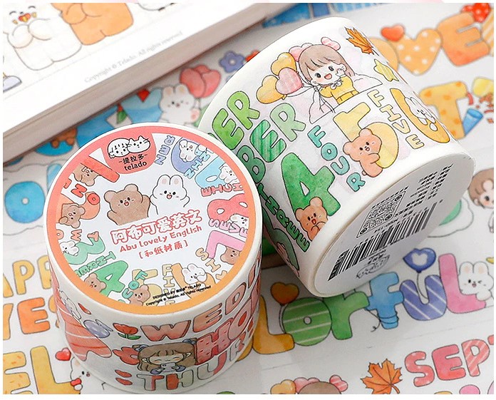 Set sticker cute S10 TELADO dễ thương trang trí sổ tay, Hình dán siêu dính không thấm nước tiện dụng