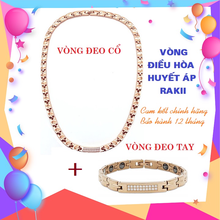 Vòng cổ và vòng tay điều hòa huyết áp chính hãng Nhật Bản Rakii, Vòng điều hòa ổn định huyết áp cho người cao tuổi, người thiếu máu, cao huyết áp, người tập thể dục thể thao vận động nhiều ..Tặng hộp đựng sang trọng!