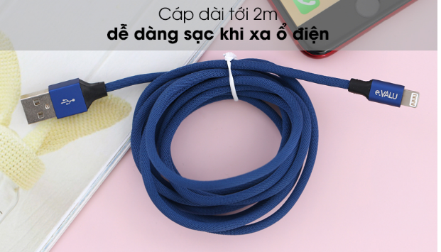 Dây cáp lightning 2 m e.valu ltl-04