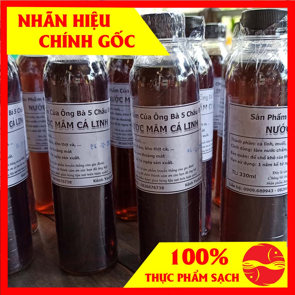 Nước mắm cá linh chai 330ml thơm ngon - hiệu ông bà 5 Châu Đốc
