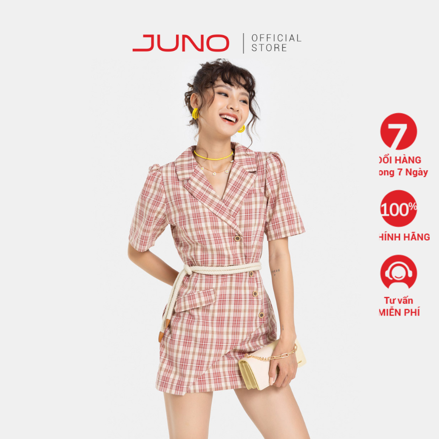 Đầm Ngắn Thời Trang JUNO Cổ Vest Tà Đắp Chéo JNDNG007