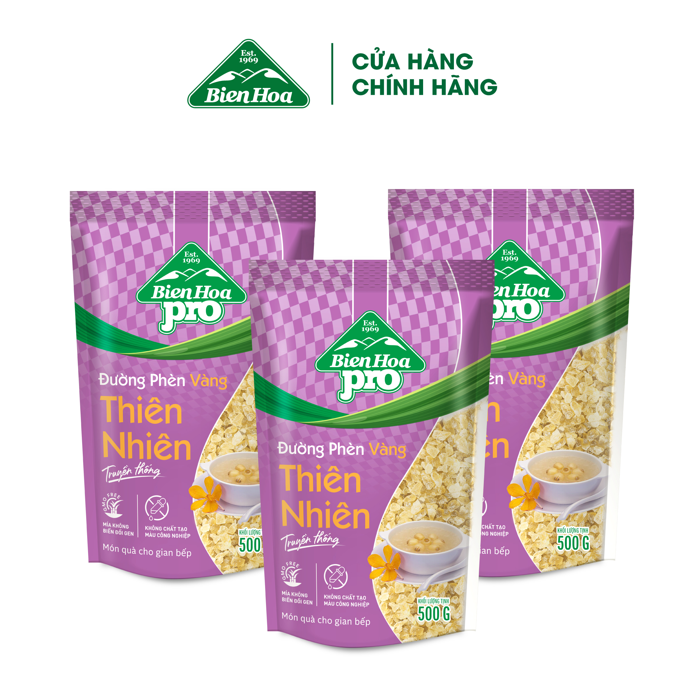 Combo 3 Túi Đường Phèn Vàng Thiên Nhiên 500g/túi
