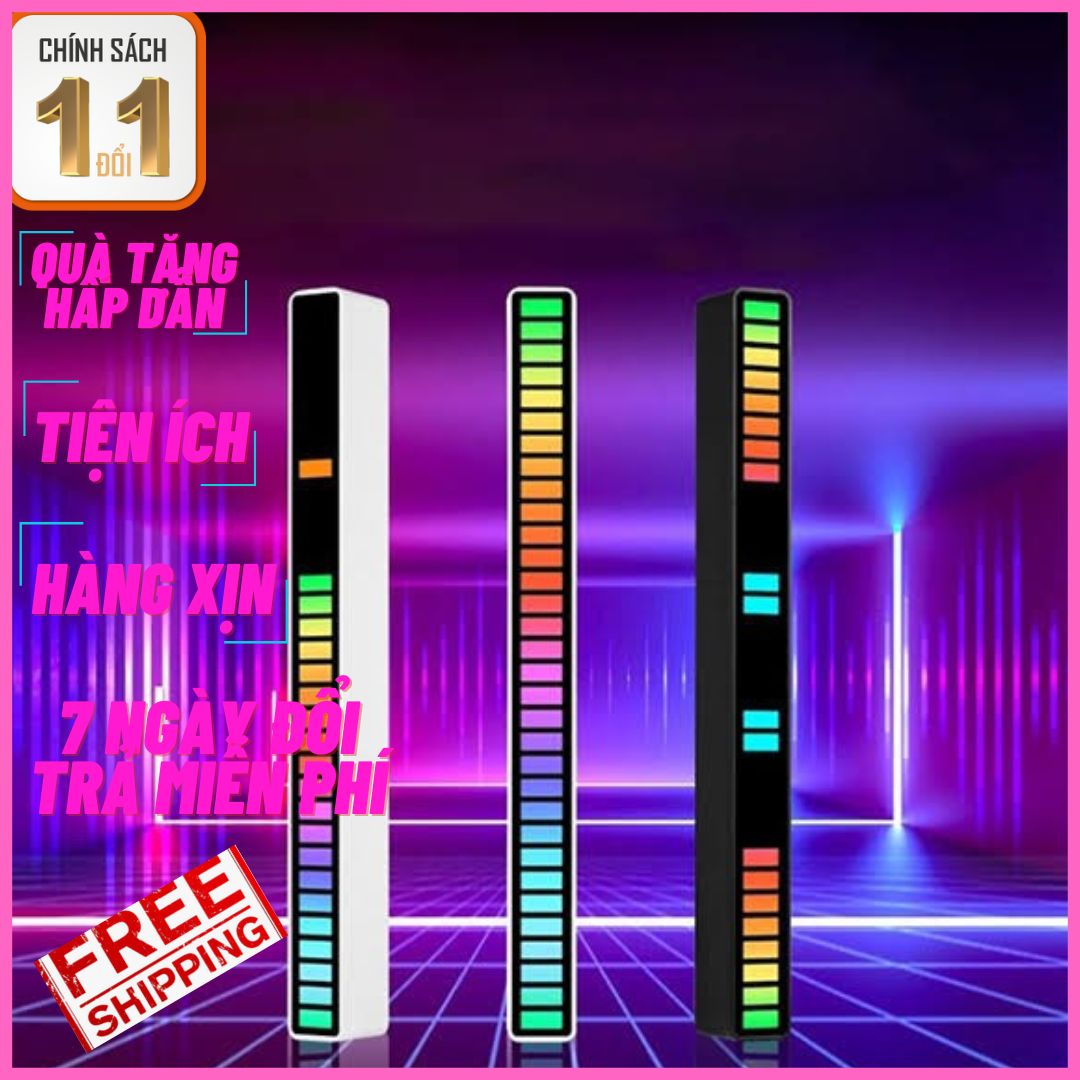 Thanh đèn LED RGB cảm ứng nháy theo nhạc nhỏ gọn trang trí phòng, bàn làm việc, xe hơi - Thanh đèn led cảm ứng nháy theo nhạc nhiều chế độ màu sắc 32 hạt RGB, den led, den trang tri, den cam ung, den decor, trang tri ban lam viec