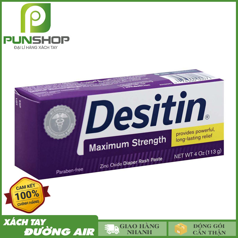 [Hàng Mỹ] Kem Chống Hăm Desitin Maximum Strength 113 gram (Màu Tím)