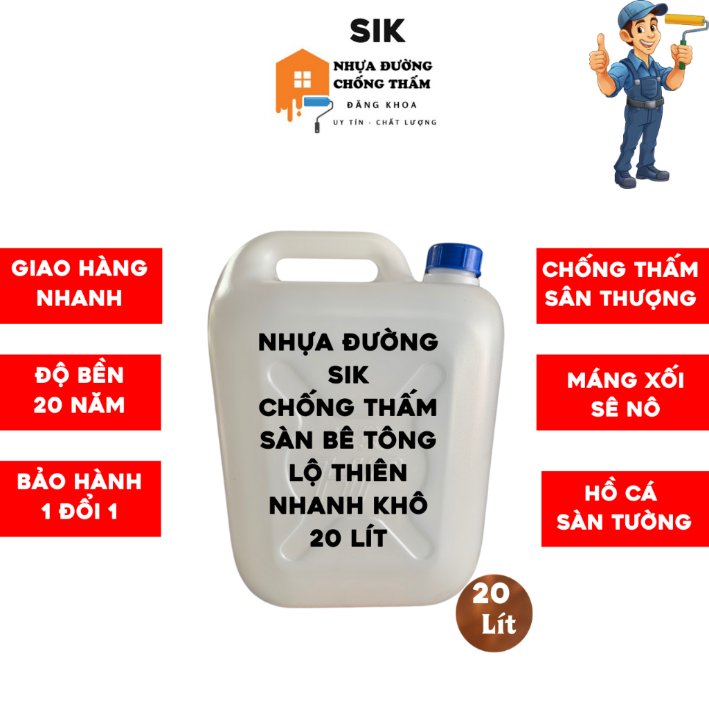  Dầu Hắc Nhựa Đường Lỏng Chống Thấm   20lít   Cao Cấp 