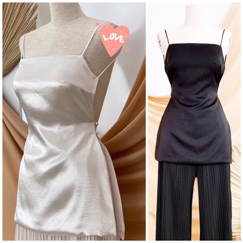 Áo lụa nhũ đính ngọc 2 dây hở lưng sang chảnh có sẵn mút ngực nhiều màu chọn lựa cho nàng