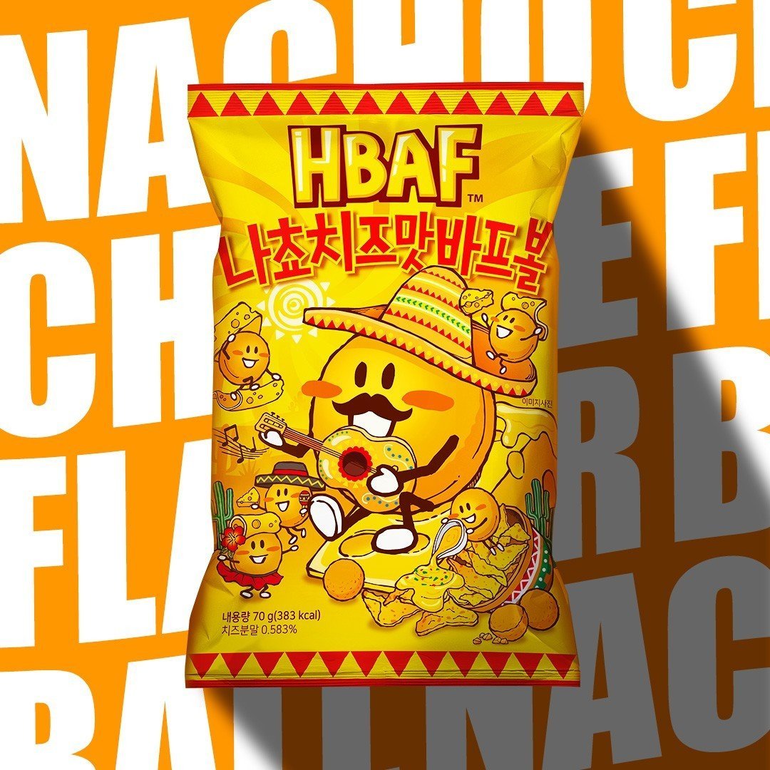 [MUA 5 TẶNG 1] Snack Bắp HBAF Cheese Ball Hàn Quốc Thơm Ngon Các Vị Phô Mai Nacho/ Súp Bắp (70g x 6 Gói)