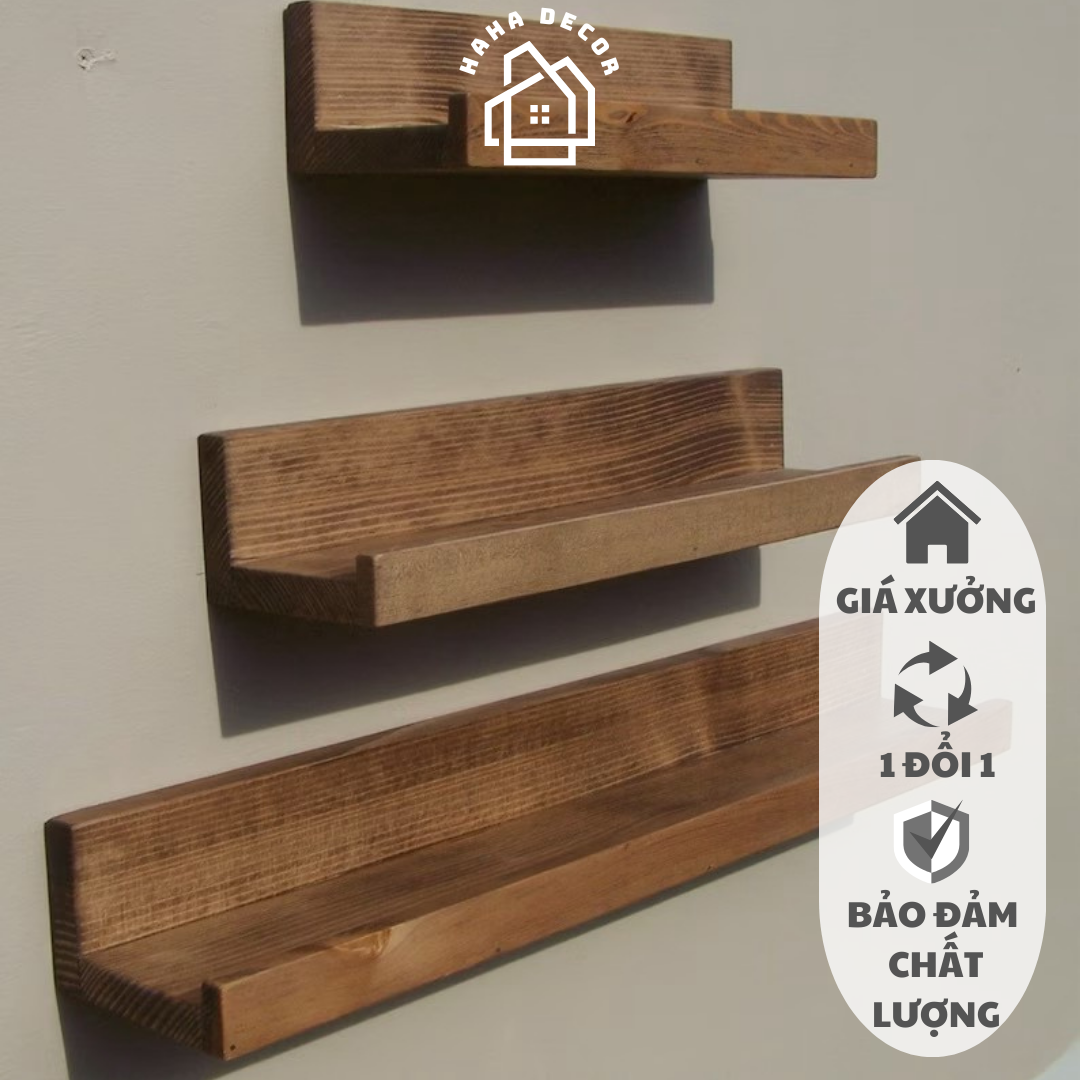 Bộ 3 kệ gỗ decor trang trí studio có sơn phủ bảo vệ gỗ kgtt06-3ke