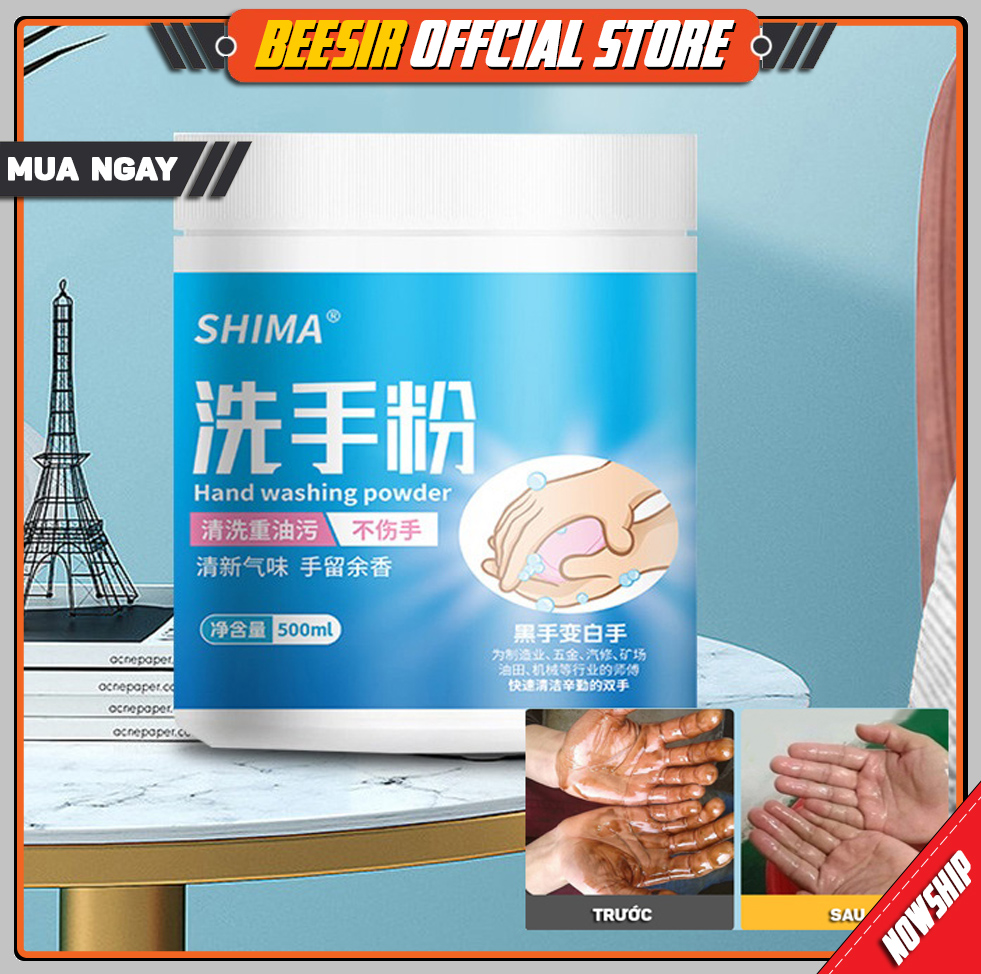 Bột Tẩy Rửa Vết Dầu Nhớt Trên Tay Khi Sửa Chữa Máy Móc Xe Ô Tô, Xe Máy, Xe Đạp SHIMA 500ML