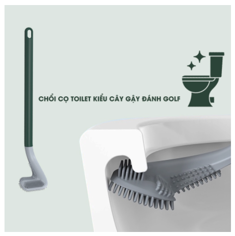 Chổi cọ nhà vệ sinh bồn cầu toilet đầu silicon hình cây gậy đánh golf