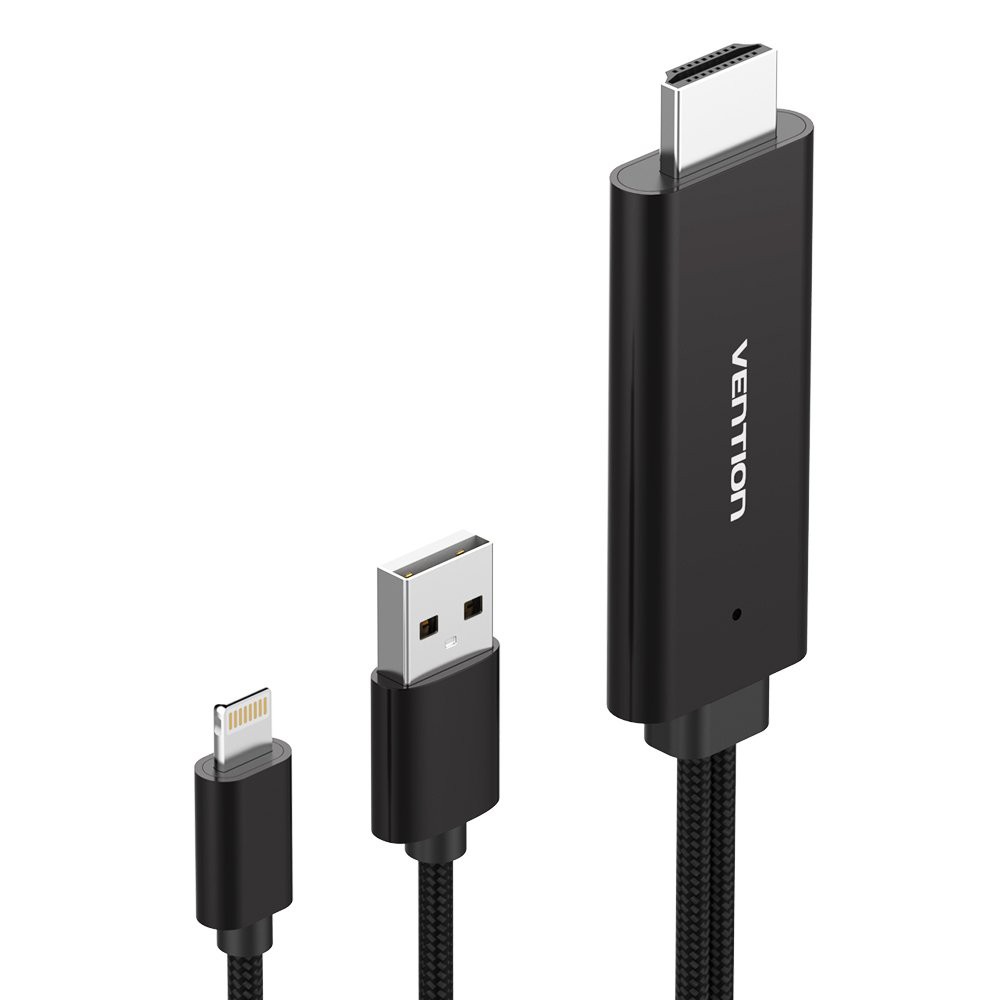 Dây Chuyển Lightning Sang Hdmi 2M Black Vention Cejbh