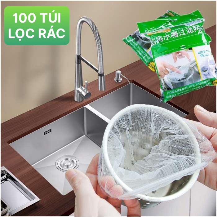 COMBO 100 TÚI LƯỚI LỌC RÁC CHO ỐNG NƯỚC BỒN RỬA CHÉN SIÊU BỀN CÓ THỂ TÁI SỬ DỤNG NHIỀU LẦN - TÚI LƯỚI ĐỰNG RÁC CO GIÃN TỐT GẮN VỪA CHO TẤT CẢ CÁC ỐNG NƯỚC