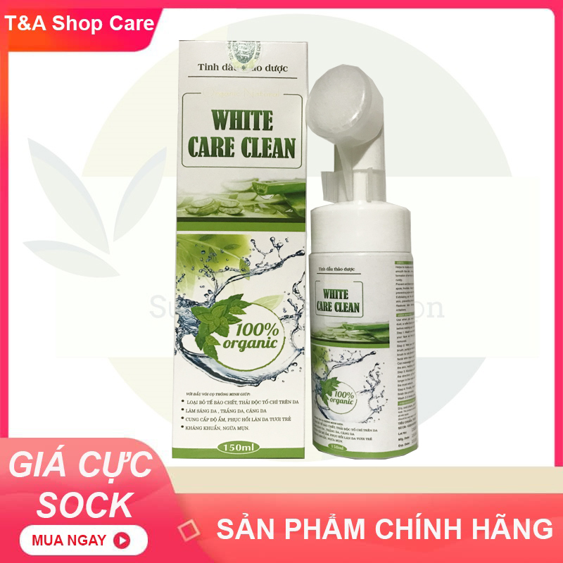 Sữa rửa mặt tinh dầu thảo dược White Care Clean giúp trắng da kháng khuẩn ngừa mụn thải độc chì trên da chai 150ml
