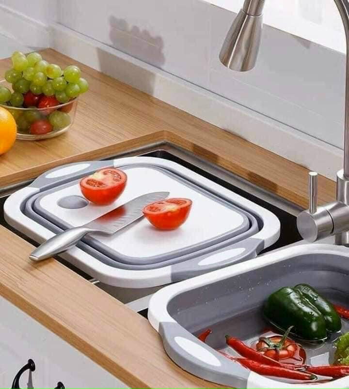 [ TẶNG KÈM MIẾNG DÍNH ] Bộ Thớt Kèm Chậu Gấp Gọn Đa Năng 2 In 1 Siêu Tiện Dụng Cho Chi Em Chúng Mình