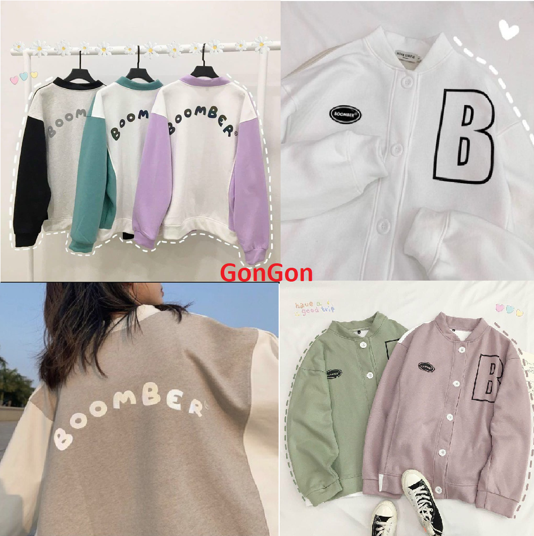 [HCM]Áo khoác cardigan bomber unisex hình in chữ B ulzzang chất nỉ form rộng