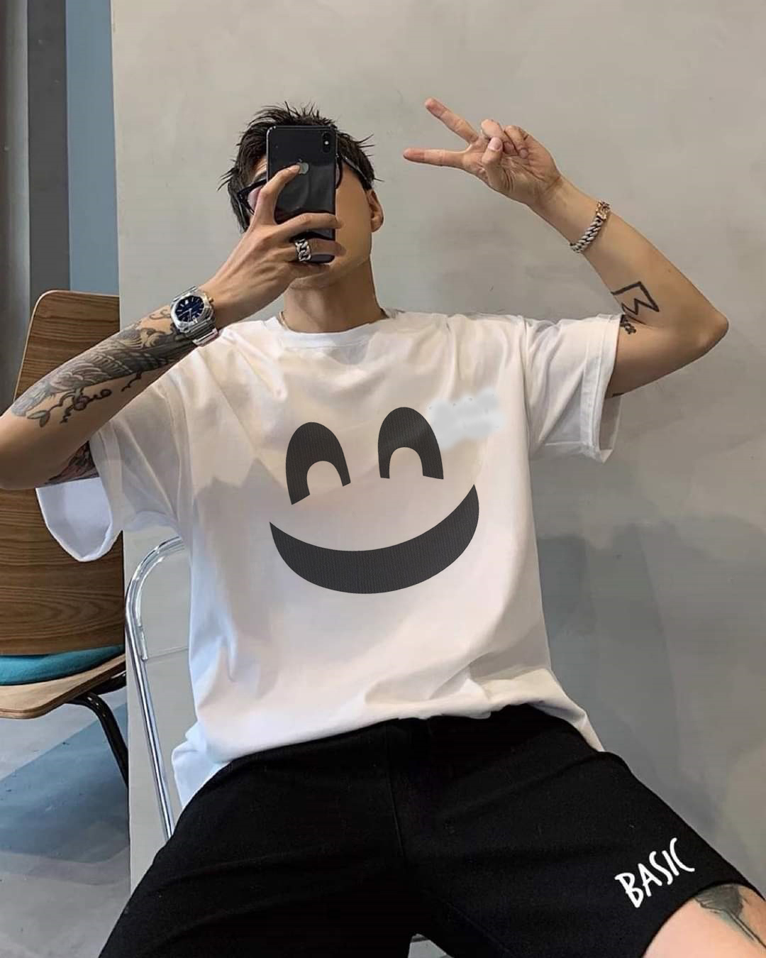 Men's T-Shirt, Men's Short-Sleeved Round Neck T-Shirt Made of Thick, Cool Cotton Atn004