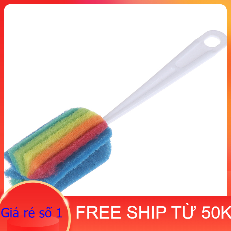 Cây cọ rửa ly đầu mút bọt biển dụng cụ cọ rửa đáy ly, vệ sinh cốc, tách, chén, chai, lọ, làm sạch bình sữa