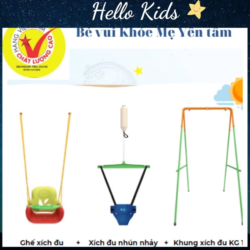 Combo khung xich đu kg101+xích đu nhún nhảy+ghế xích đu