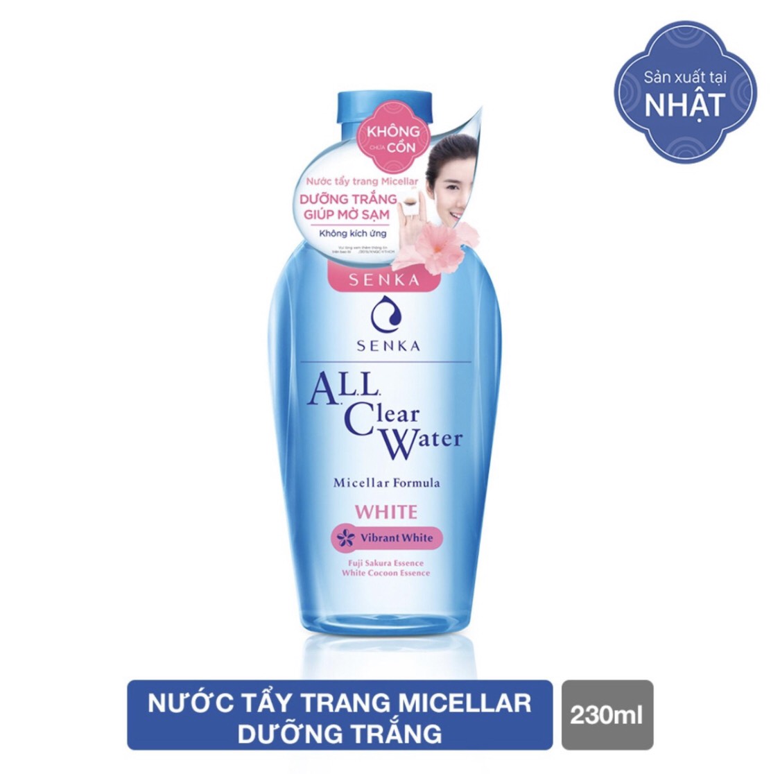 Nước Tẩy Trang Senka Cấp Ẩm, Dưỡng Sáng Da All Clear Water Micellar Formula White 230ml