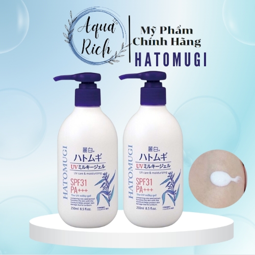Sữa Dưỡng Thể Chống Nắng Dưỡng Trắng Da Hatomugi UV Care & Moisturizing The UV Milky Gel SPF 31/PA+++ 250ml