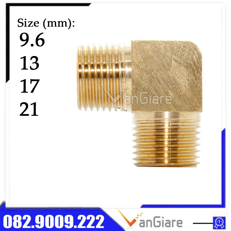 Co ren ngoài thau 9.6 13 17 21, nối 2 ngã răng ngoài, cút nối góc 90 ren ngoài