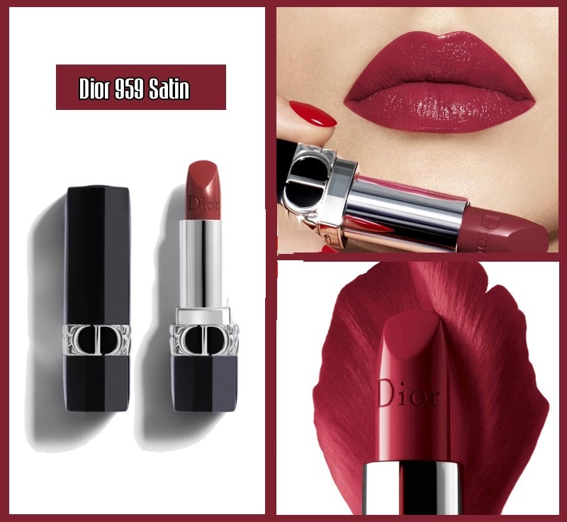 Son Di.or Satin 959 Charnelle màu Đỏ nâu đất đậm quyến rũ, thu hút thỏi fullsize 3.5gr của Pháp