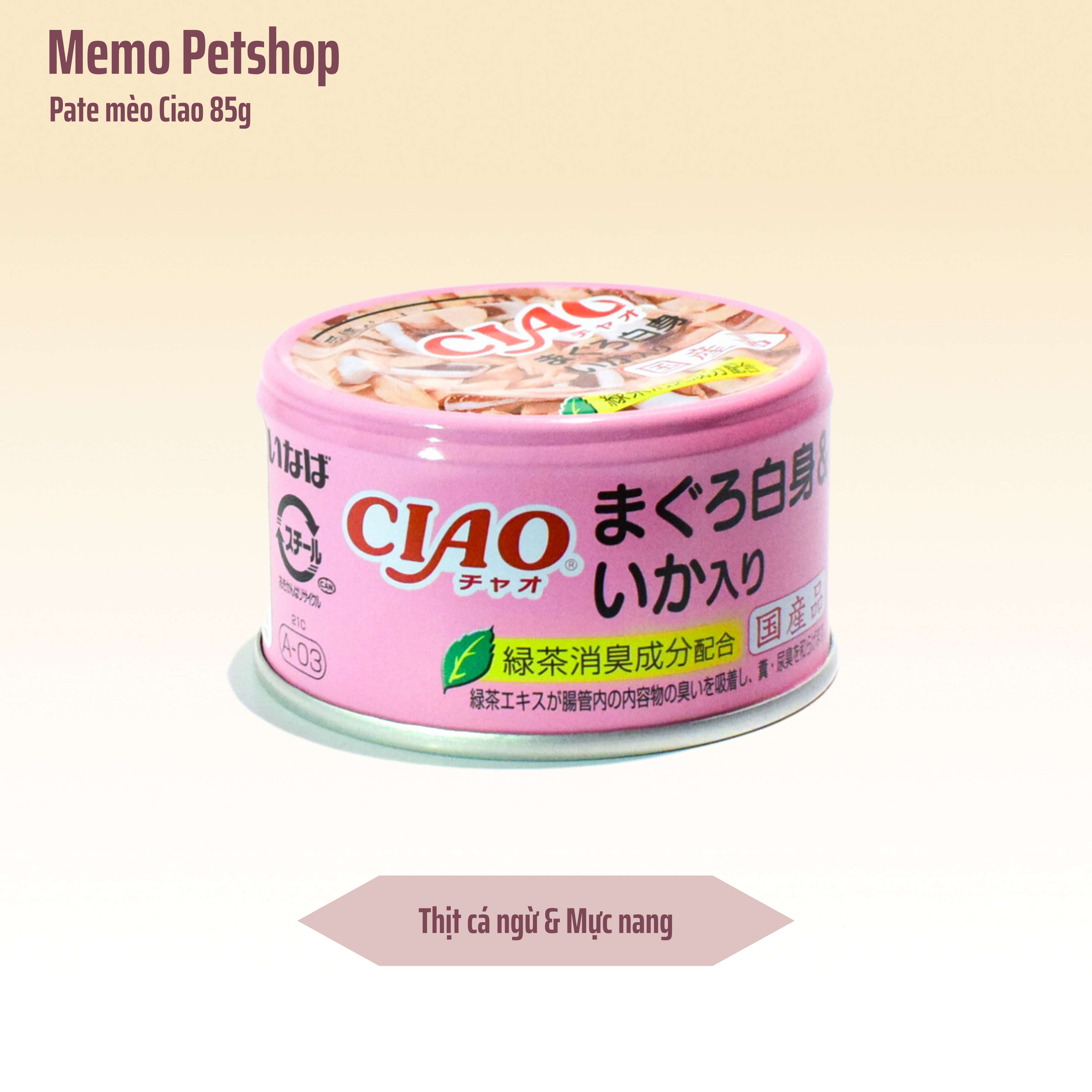 Pate cho mèo - Ciao - mèo mọi lứa tuổi 85g - vị cá ngừ & mực