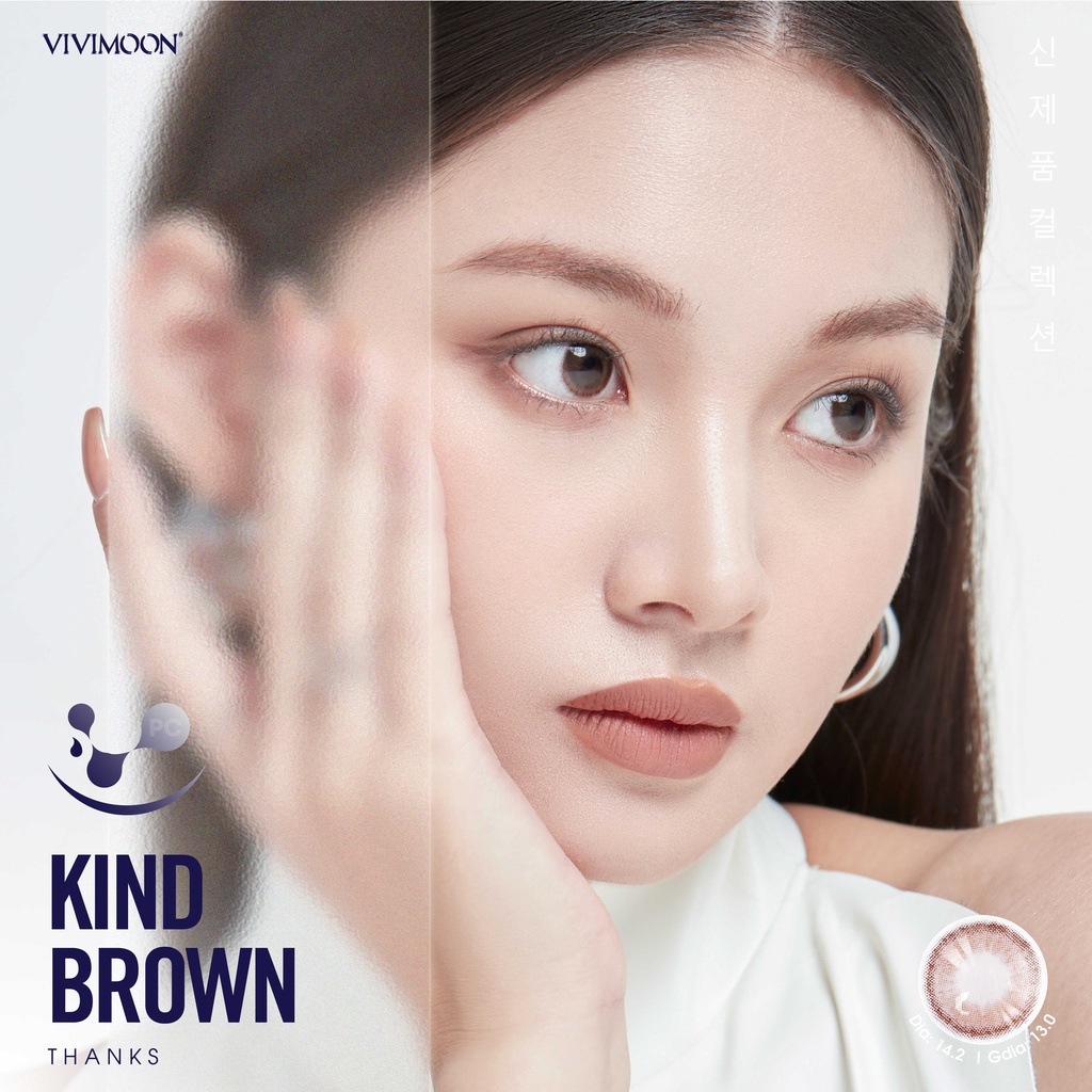 Kính áp tròng cận màu nâu tự nhiên Kind Brown VIVIMOON LENS chống khô mắt