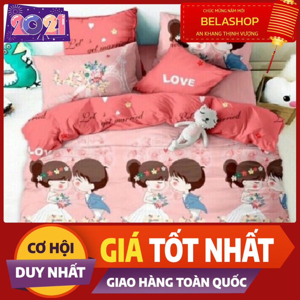 [HCM]BỘ GA DRAP 1M6 GIÁ RẺ MẪU ĐÁM CƯỚI HỒNG