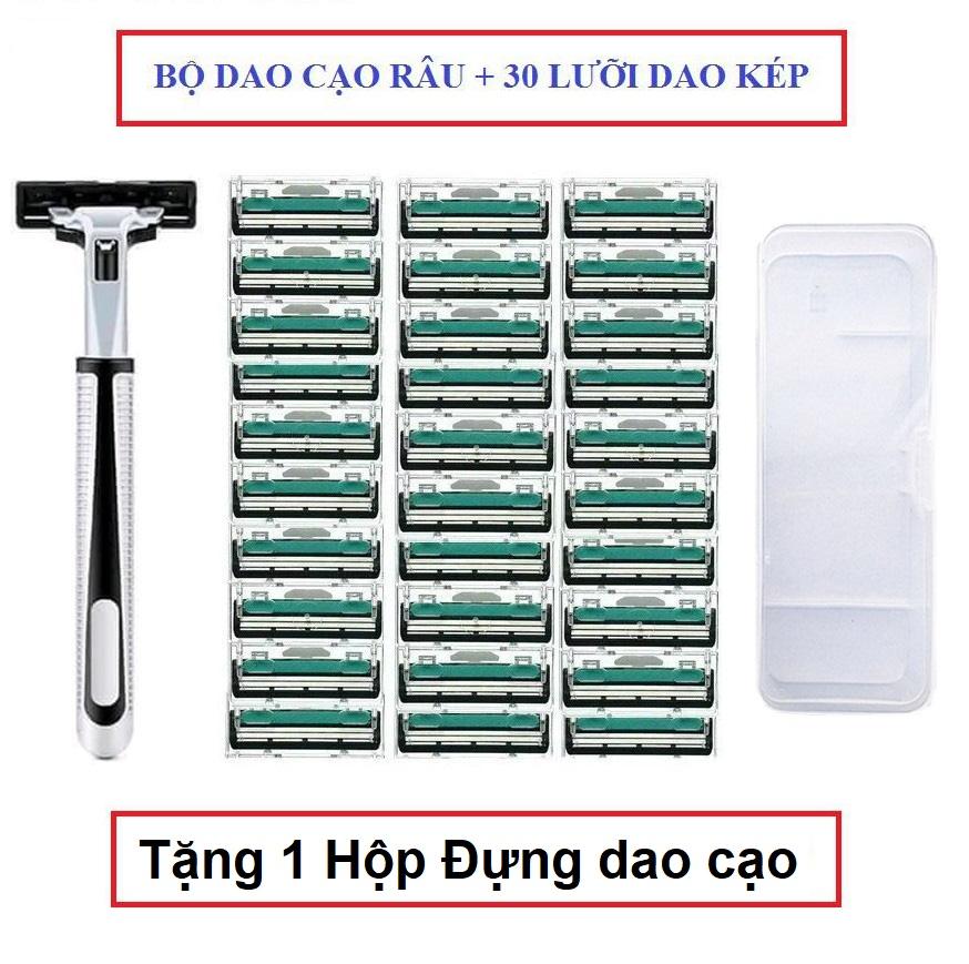 [ Hàng Giá Sốc ] Combo 30 Lưỡi dao cạo râu và 1 Cán Dao cạo râu - Tặng hộp đựng Dao cạo