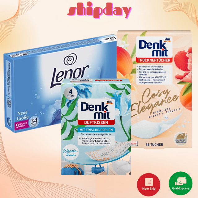Giấy thơm quần áo Lenor, Giấy thơm Denkmit, Túi thơm Denkmit, Giấy thơm quần áo, giảm điện tích quần áo, mùi hương tự nhiên lưu giữ 48h