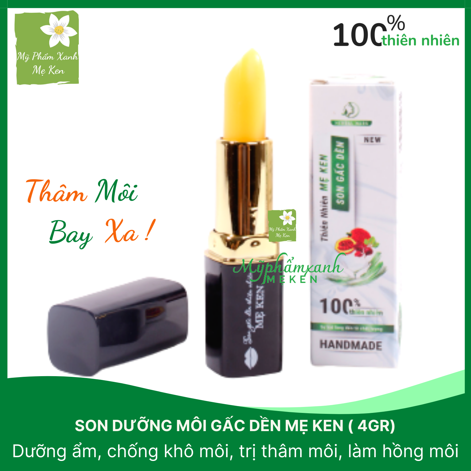 Son dưỡng môi Gấc dền Mẹ Ken Dưỡng ẩm môi, chống khô môi, nứt nẻ môi, giảm thâm môi, làm hồng môi, chống lão hóa cho môi – 4gr