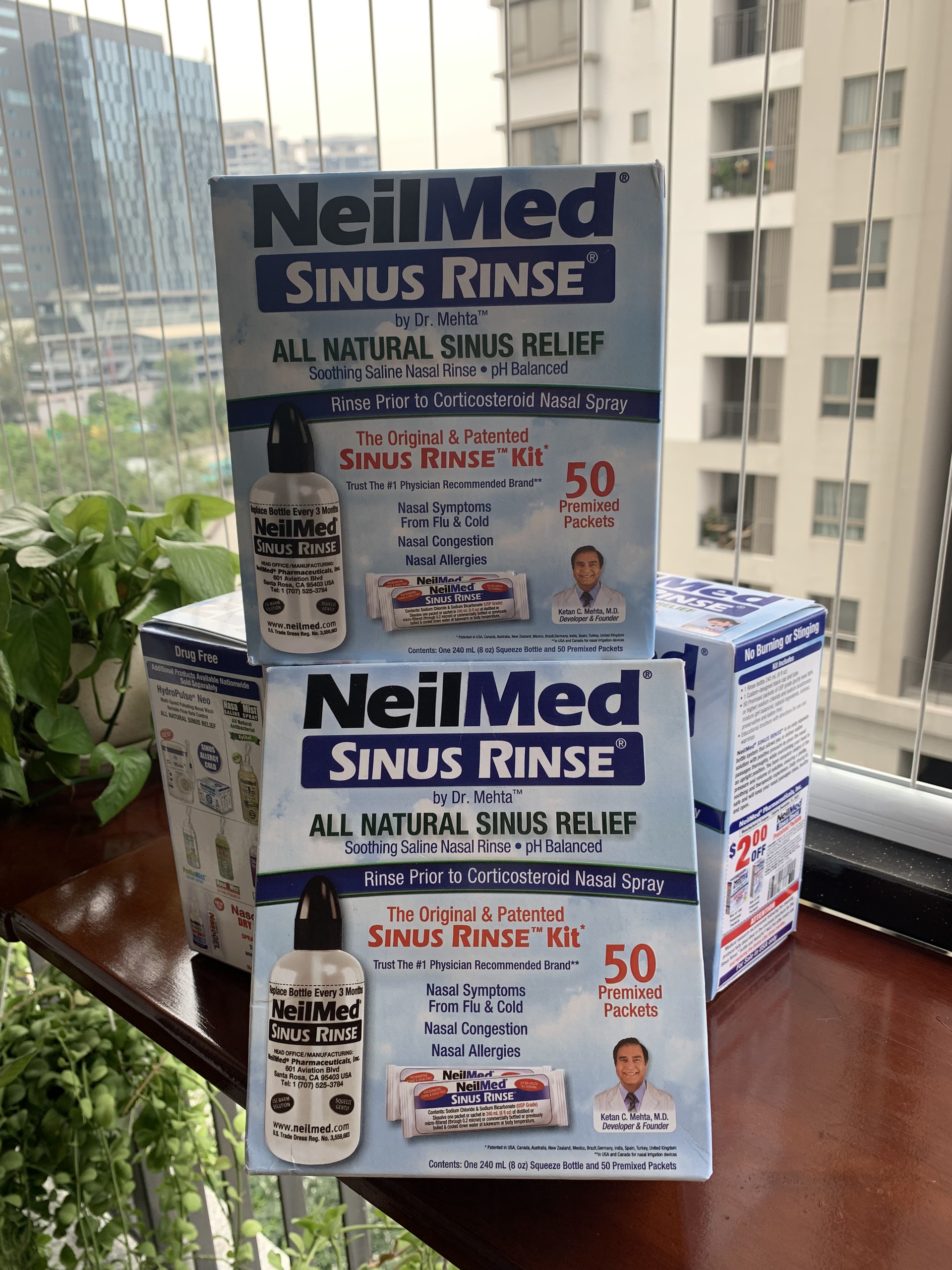 Bình rửa mũi cho người lớn neilmed sinus rinse , bình + 50 gói muối