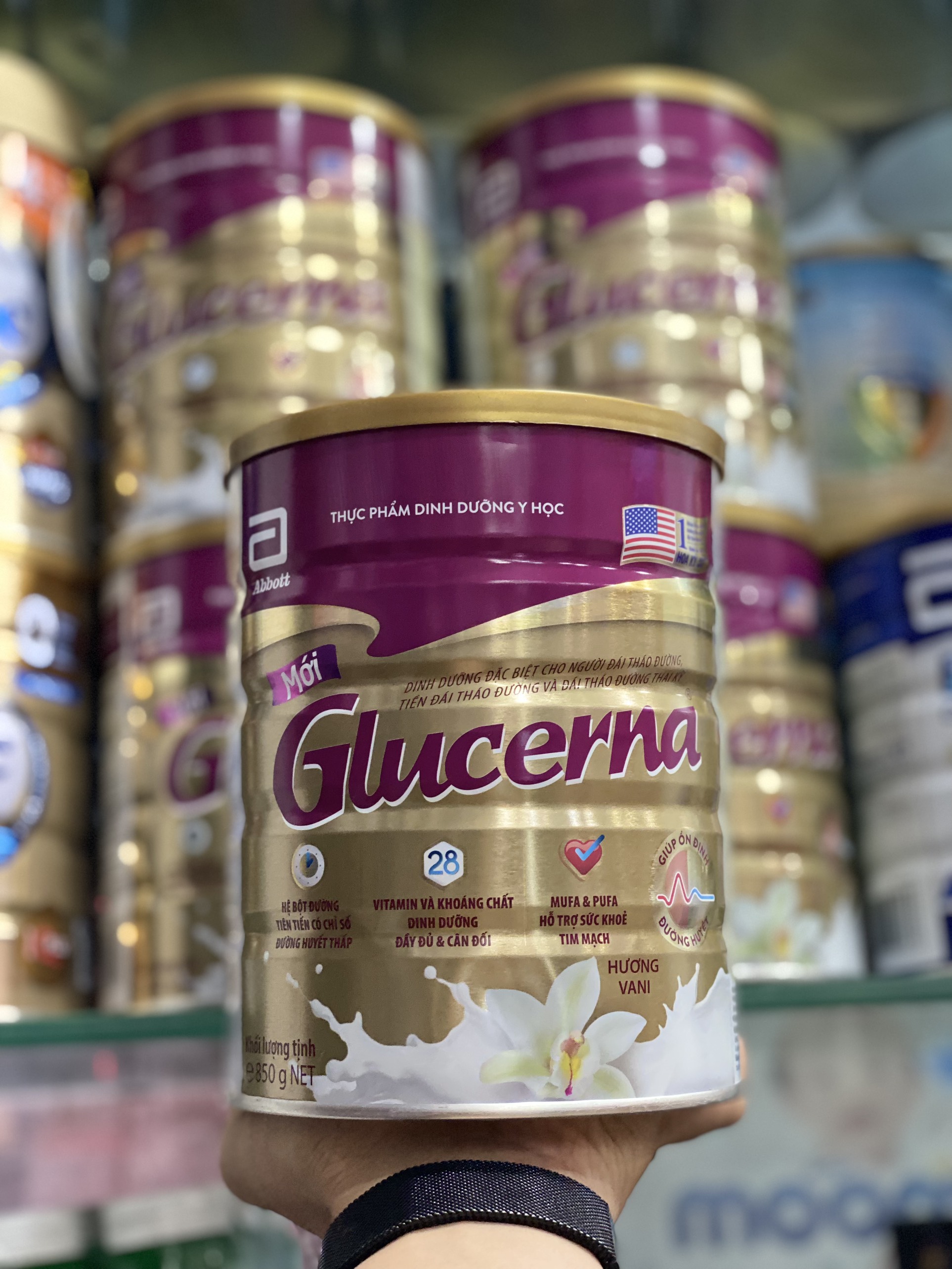 Sữa Bột Glucerna Hương Vani - Lúa Mạch 850g