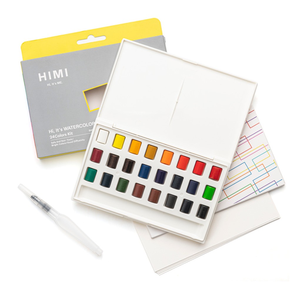 Màu nước nén HIMI - MIYA, 24/36 màu, phiên bản mới, TẶNG kèm cọ nước và giấy vẽ màu nước chuyên nghiệp