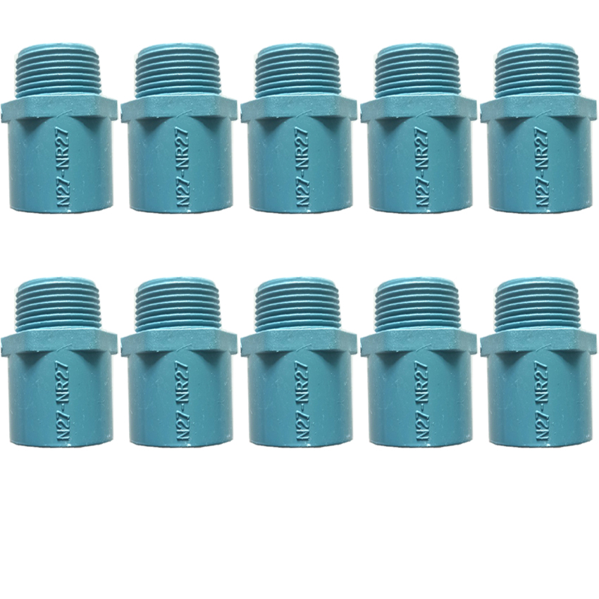 Bộ 10 nối 27 ren ngoài 27mm nhụa pvc cao cấp chuyên dùng nối béc tưới, van tưới ren trong 27mm