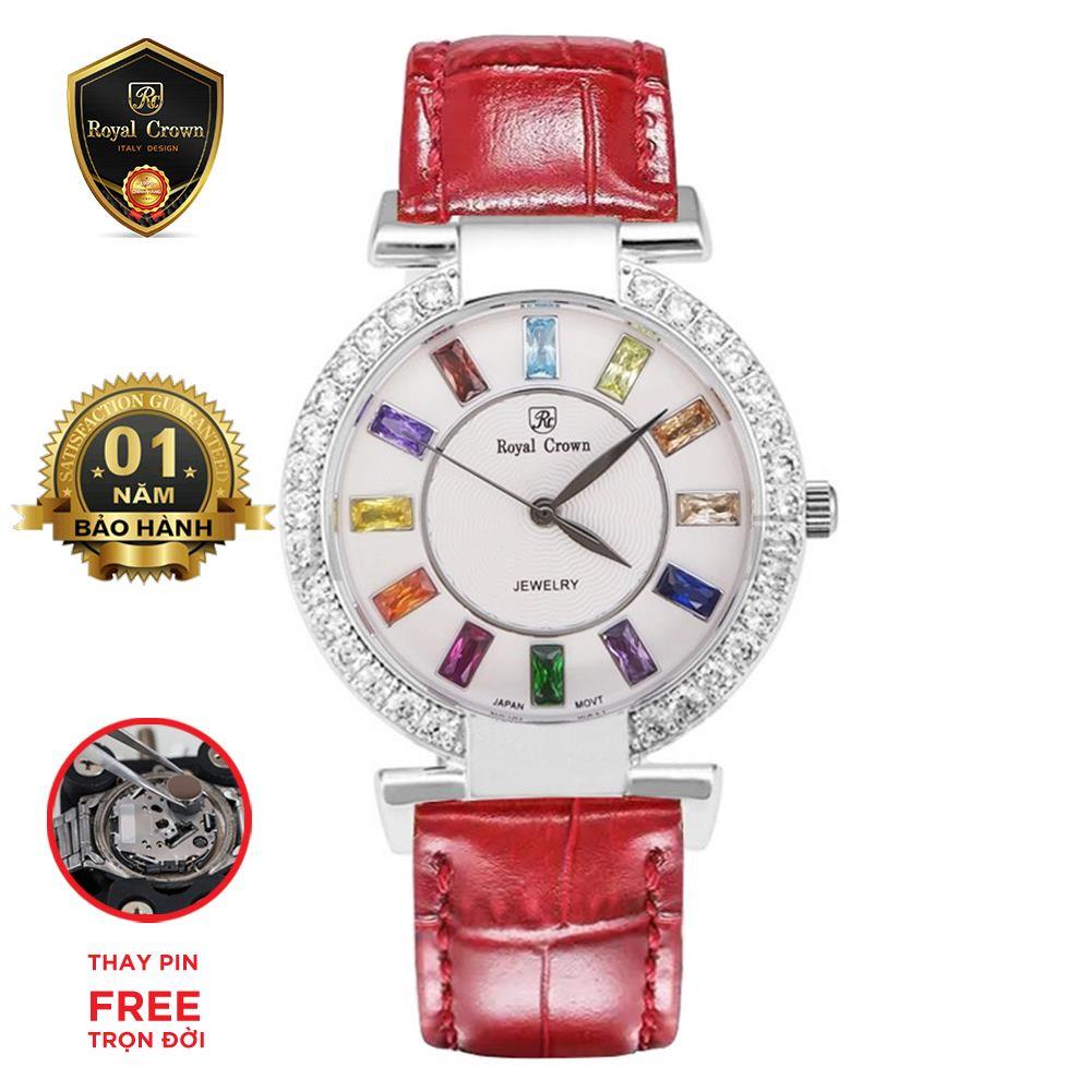 Đồng hồ nữ chính hãng Royal Crown Italy 4604 dây da đỏ