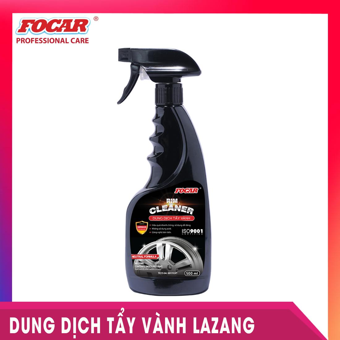Dung dịch tẩy vành mâm Lazang Focar Rim Cleaner 500ml - Tẩy Rửa Vành Mâm, tẩy ố logo, tẩy gỉ sắt, tẩy rửa vành mâm, xịt tẩy lazang ô tô
