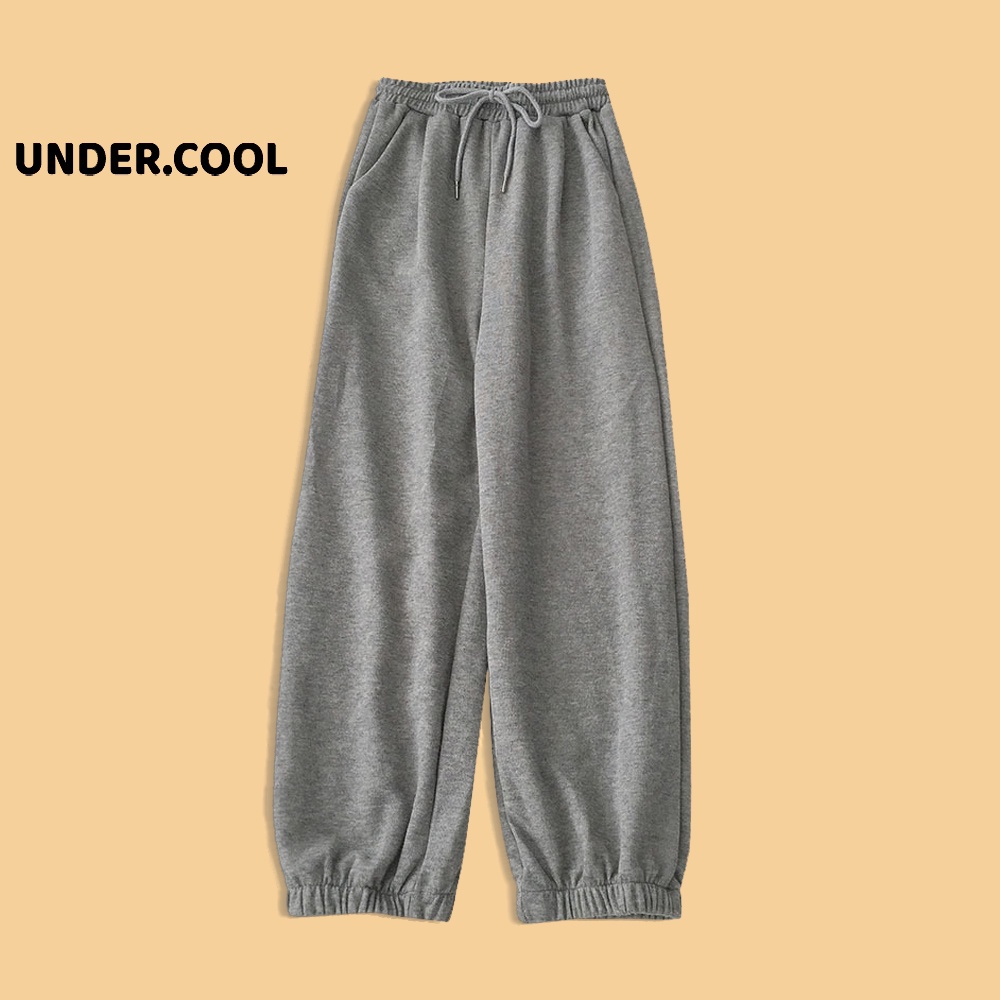 Quần nỉ jogger bo ống dài nữ undercool trơn kiểu joger nữ bo gấu chất nỉ da cá