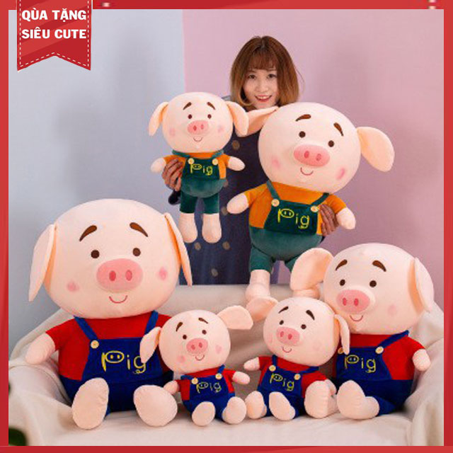 Thú bông, gấu nhồi bông heo Tik Tok siêu đáng yêu, thú nhồi bông hình heo nghộ nghĩnh có thể làm gối ôm, gấu bông ôm, lợn nhồi bông, gấu bông lợn mặc yếm, quà tặng gấu bông đẹp GDHEO