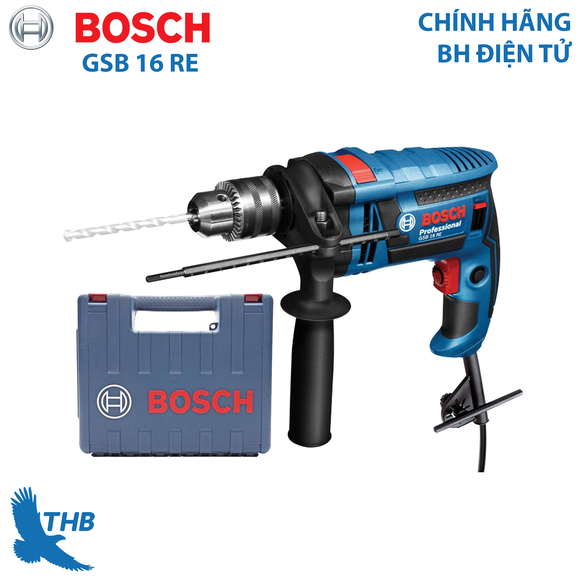 Máy khoan động lực Máy khoan đa năng Bosch GSB 16 RE Hộp nhựa Xuất xứ Malaysia bảo hành 12 tháng công suất 750W