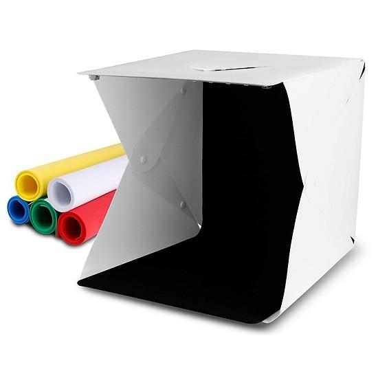 Hộp chụp hình sản phẩm có đèn Led( Cỡ đại 40x40x40) + 6 phong nền