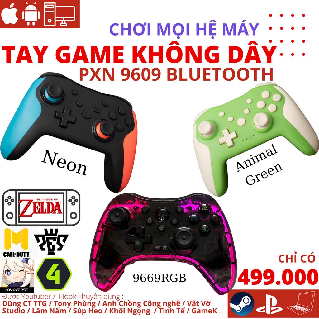 Tay cầm bluetooth không dây pxn 9609 mfi ios / pc / switch / ps3 / android / ios chơi fo4,genshin , zelda legend có gyro