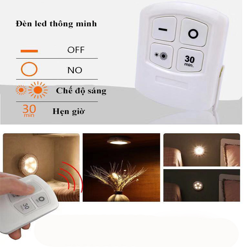 Bộ 3 đèn led có remote hẹn giờ điều khiển từ xa