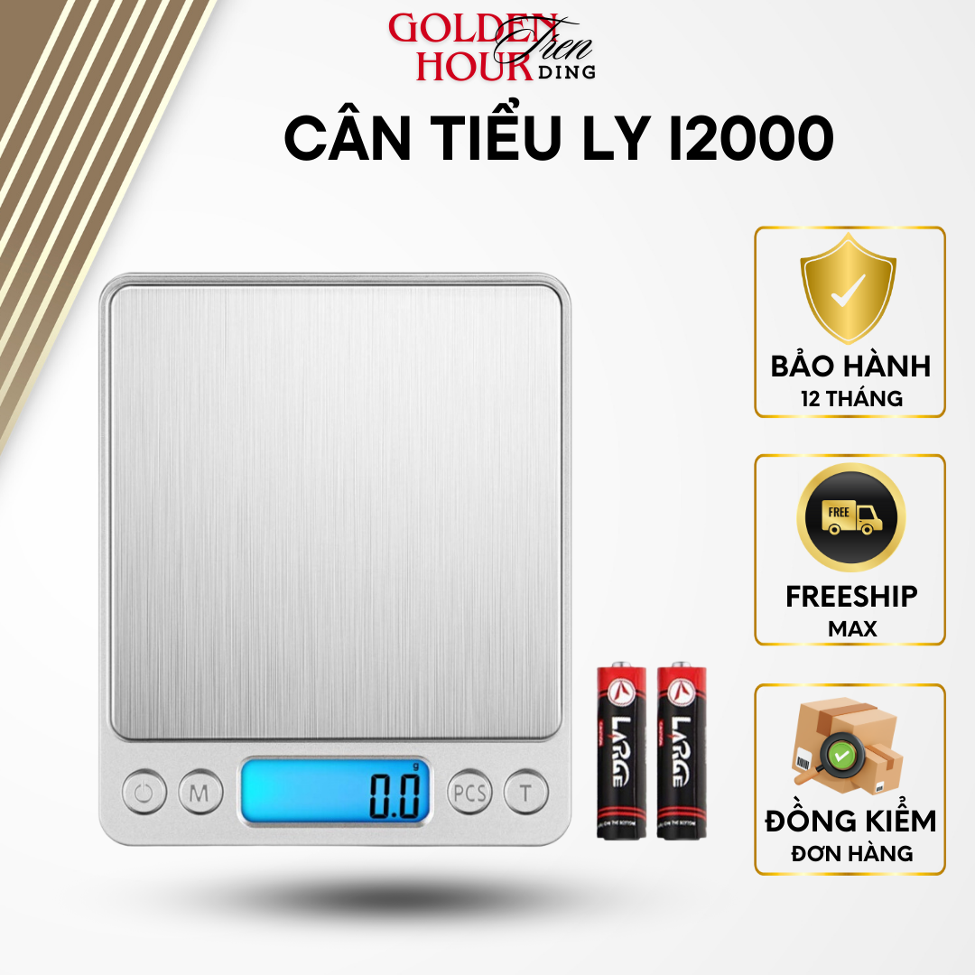 Cân tiểu ly điện tử độ chính xác cao 0.01g đến 3000g - cân điện tử chia thực phẩm nhà bếp 3kg i2000