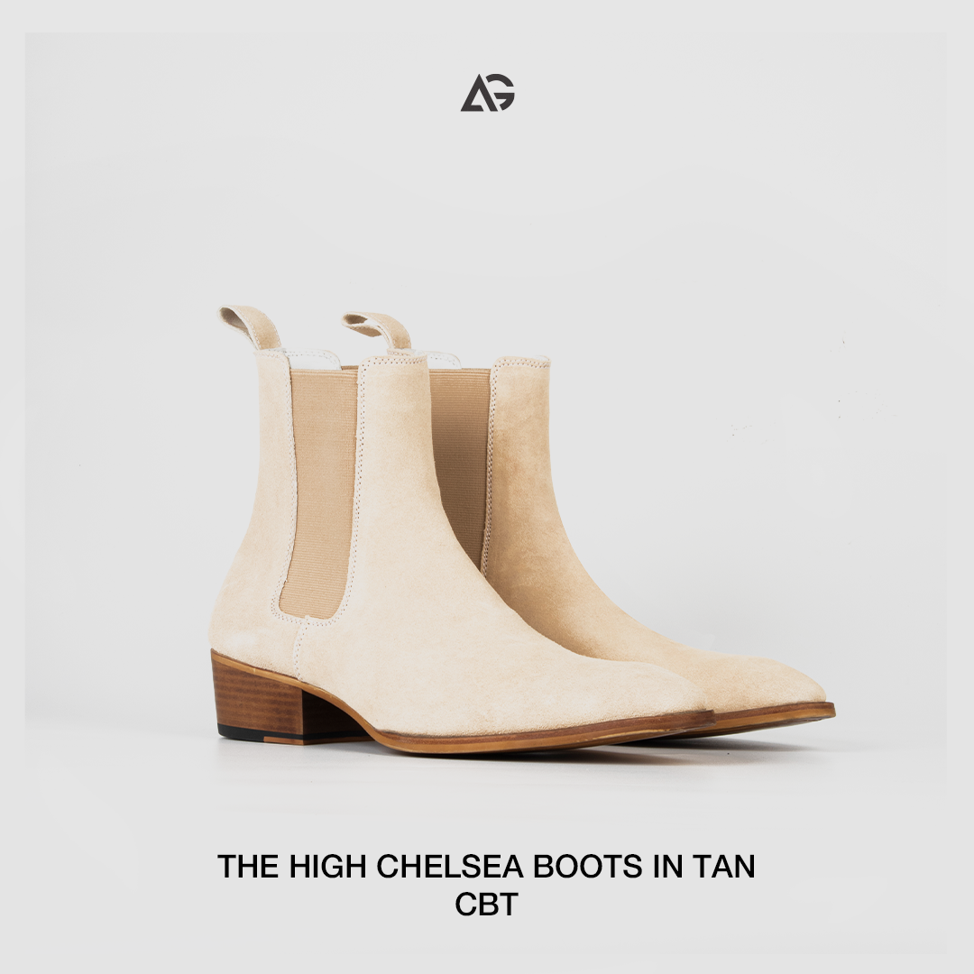 Giày Chelsea Boots Tan Da Bò Cao Cấp Nhập Khẩu Handmade August Shoes CBT Gót 5Cm Chính Hãng Bảo Hành 24 Tháng