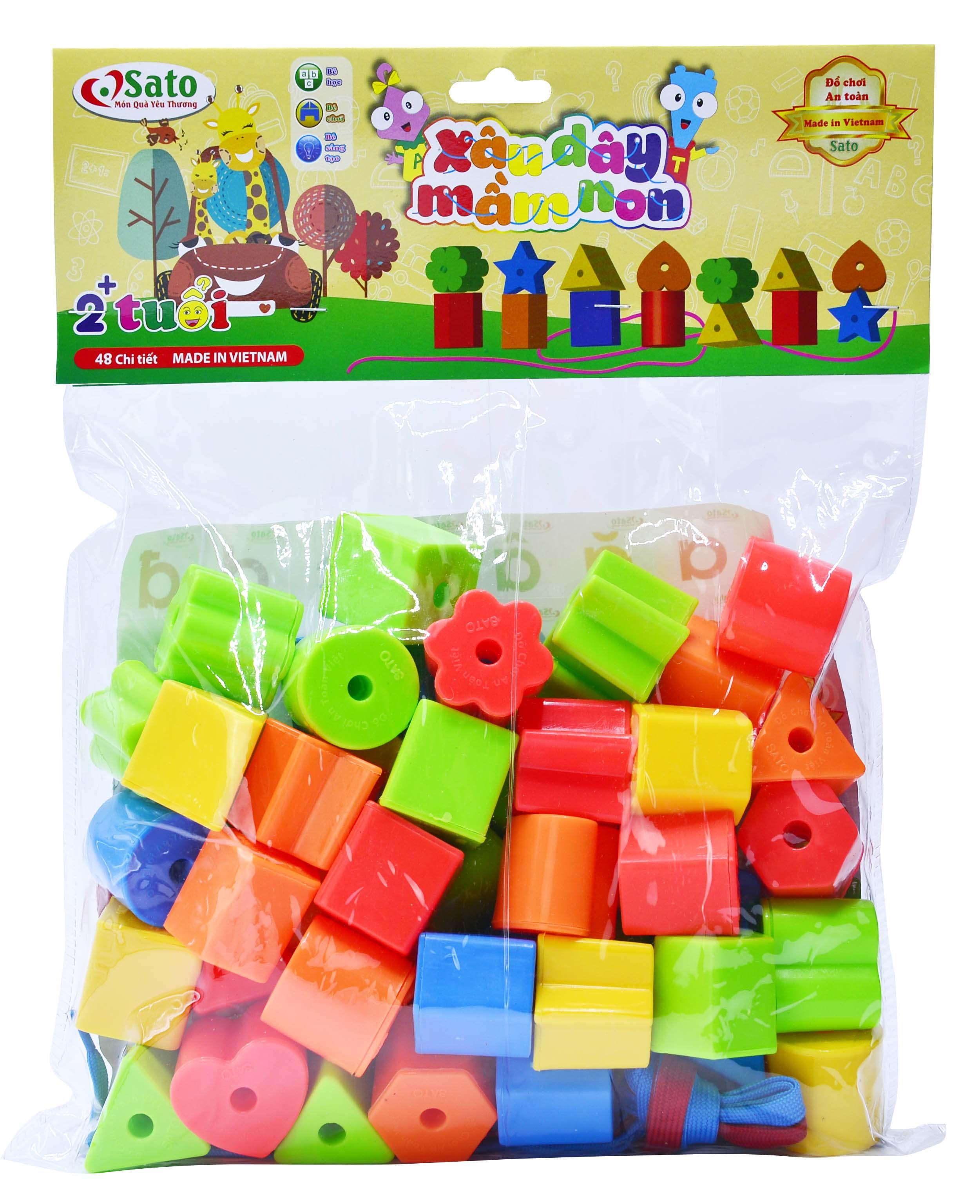 Đồ Chơi Thông Minh Xâu Dây Mầm Non Sato 48 Chi Tiết Cho Bé Từ 2 Tuổi Nhận Biết Hình Khối Và Màu Sắc Cùng Chữ Cái Tiếng Việt